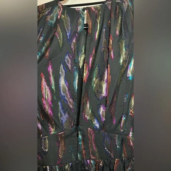 NWT LINI Gemma Puff Sleeve Metallic Rainbow Dress Size Small - Picture 9 of 13